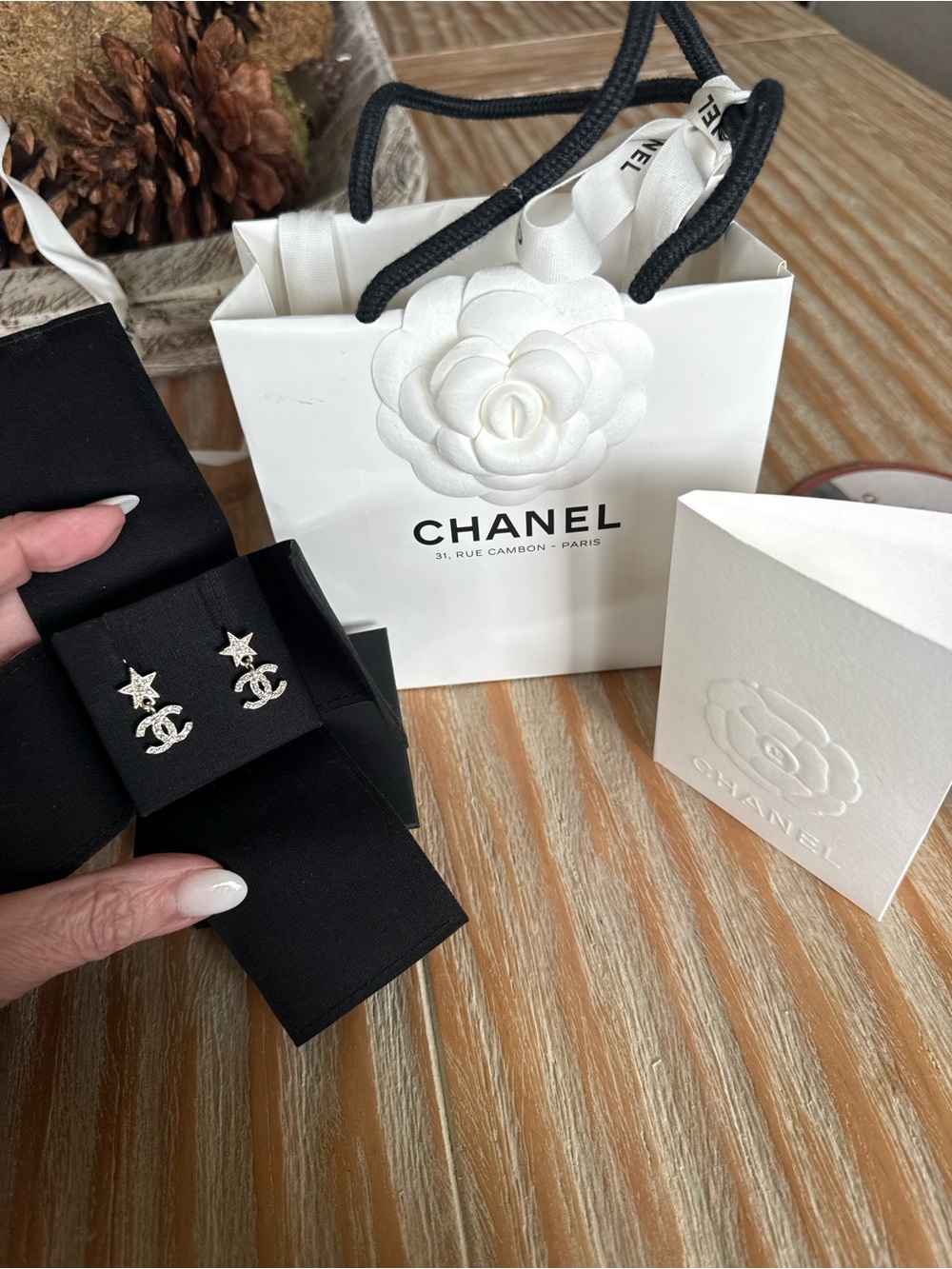 NWT CHANEL  Crystal CC Star Drop Earrings